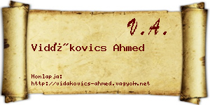Vidákovics Ahmed névjegykártya